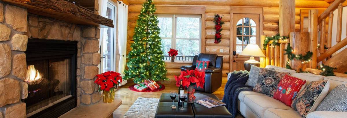 Christmas at The Lodge  Christmas fireplace, Rustic cottage, Cabin  christmas